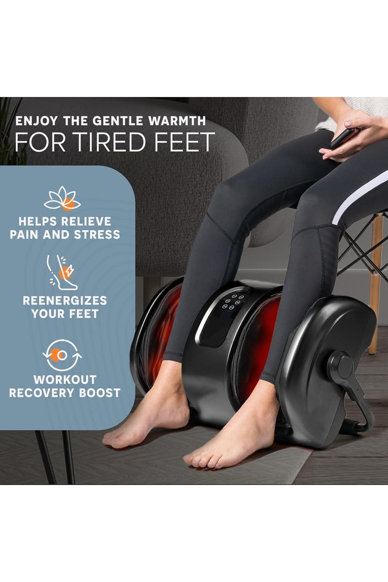 Shiatsu Foot Massagers with Heat Deep Kneading Foot Massager & Calf Therapy with Remote, Alternate, color, Black