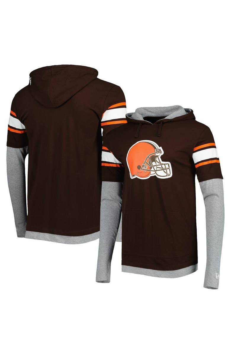 New Era Men's New Era Brown Cleveland Browns Long Sleeve Hoodie T-Shirt, Main, color, Brown