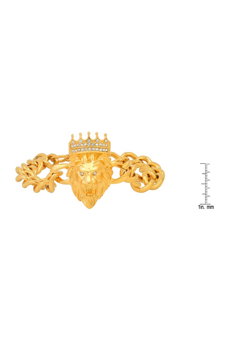 Men's 18K Yellow Gold Plated Stainless Steel Lion Head Bracelet, Alternate, color, YELLOW