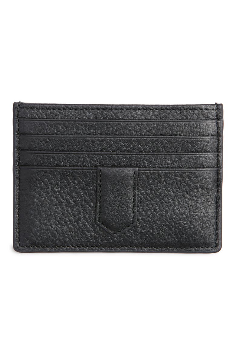 Tumbled Calfskin Card Holder, Alternate, color, BLACK