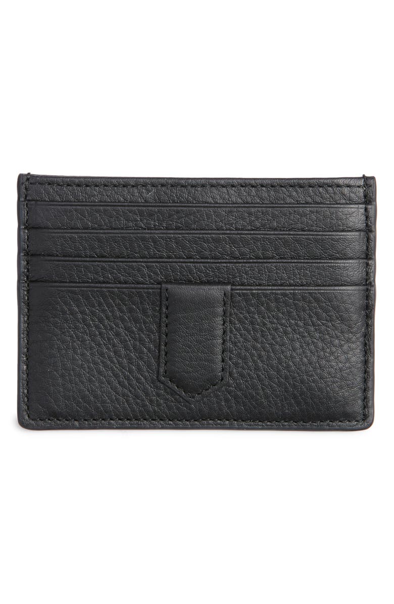 Canali Tumbled Calfskin Card Holder, Alternate, color, Black