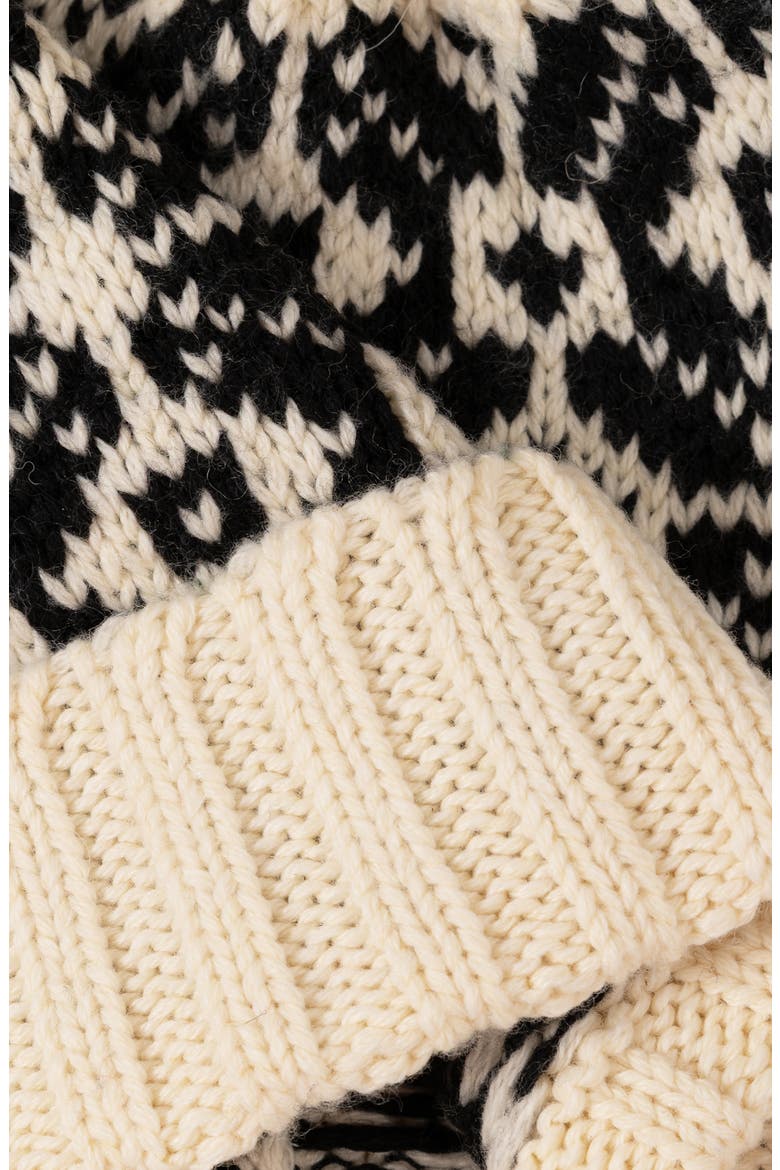 Evergreen Fair Isle Pom Beanie, Alternate, color, BLACK