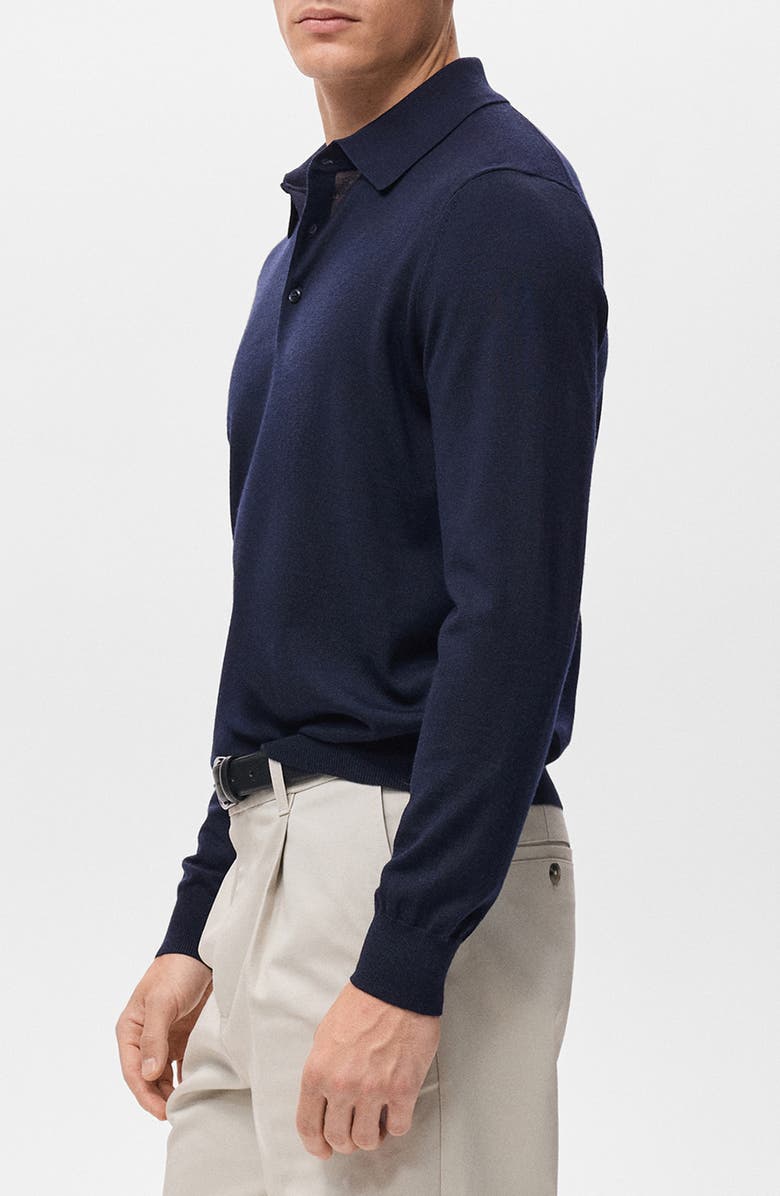 MANGO Wool Sweater Polo, Alternate, color, Navy