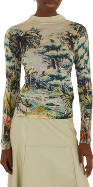 FARM Rio Petricor Mock Neck Long Sleeve Knit Top
