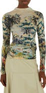 FARM Rio Petricor Mock Neck Long Sleeve Knit Top