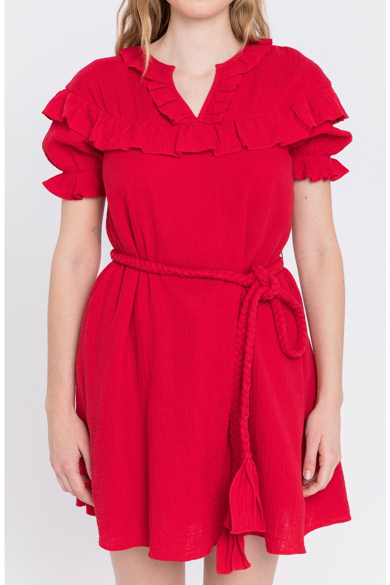 Ruffle Dress, Alternate, color, RED
