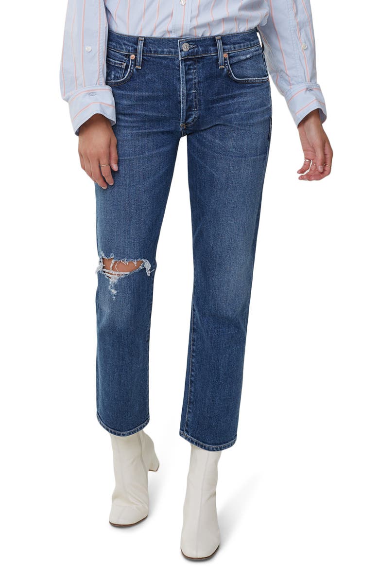 Emerson Ripped Ankle Slim Fit Boyfriend Jeans, Main, color, DISTRESSED TEMPO