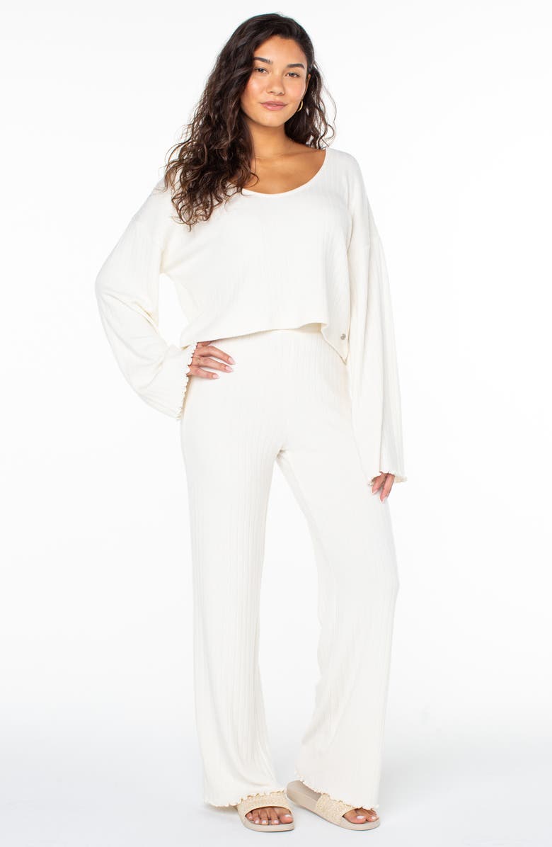 Roxy Sandy Coast Long Sleeve Crop Top, Alternate, color, Cloud Dancer