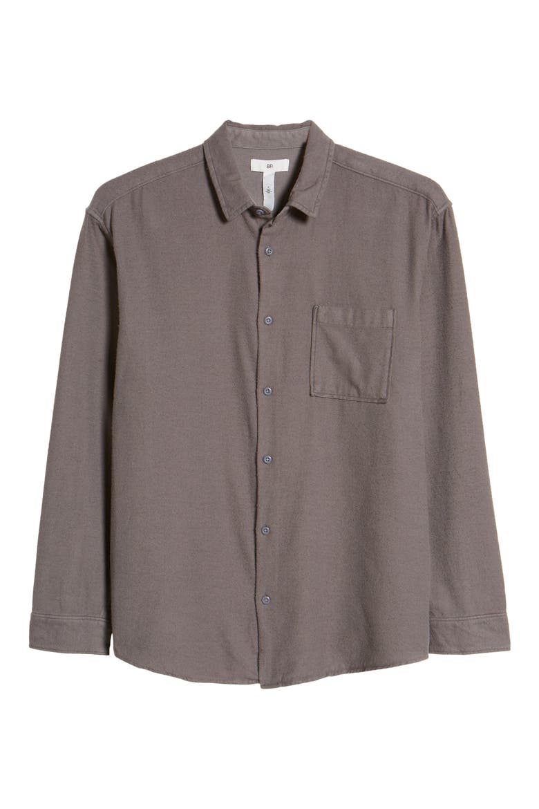 Solid Flannel Button-Up Shirt, Alternate, color, GREY TORNADO - GREY GRINDLE