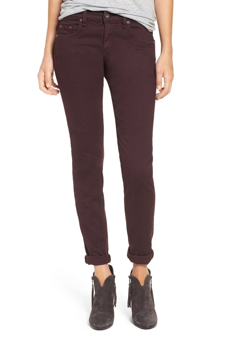 'The Dre' Slim Boyfriend Pants, Main, color, AGED BURGUNDY