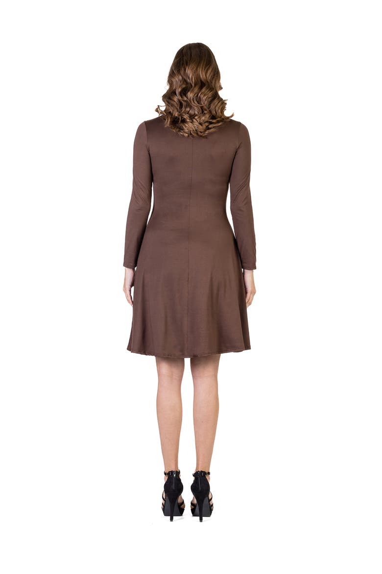 Classic Long Sleeve Flared Mini Dress, Alternate, color, Brown