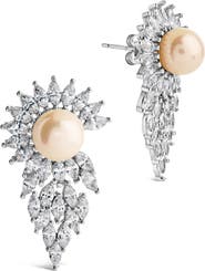 Sterling Forever Rhianna Imitation Pearl & Cubic Zirconia Statement Earrings