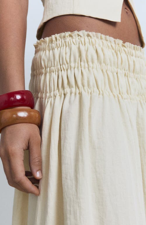 Mango Shirred Maxi Skirt In White