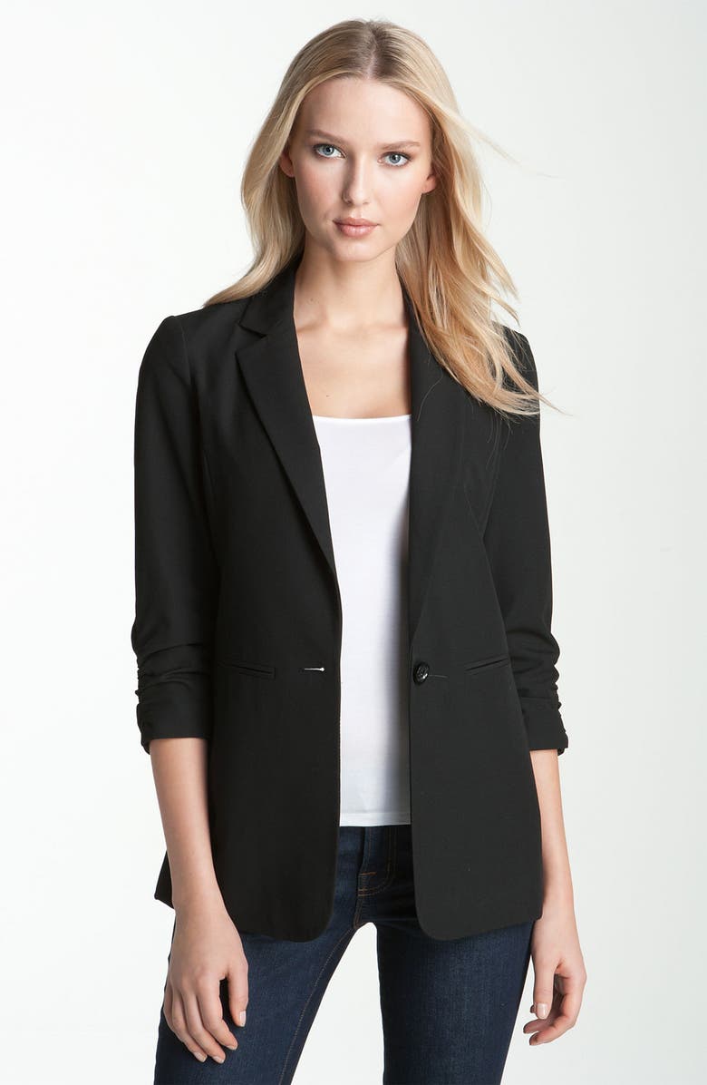 MICHAEL Michael Kors Ruched Sleeve Boyfriend Jacket, Main, color, 