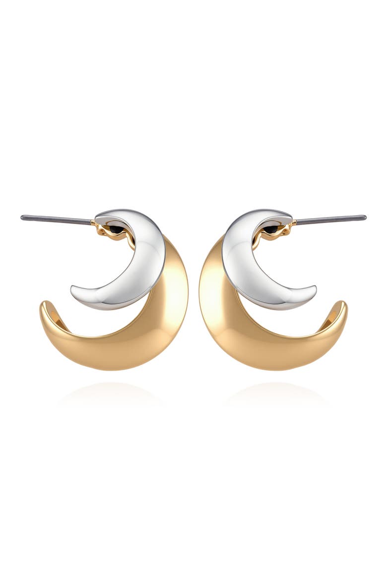 Mixed Metal Double Hoop Earrings, Alternate, color, GOLD