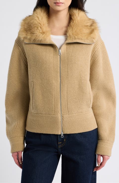 Amelia Faux Fur Zip Up Cardigan