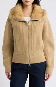 rag & bone Amelia Faux Fur Zip Up Cardigan