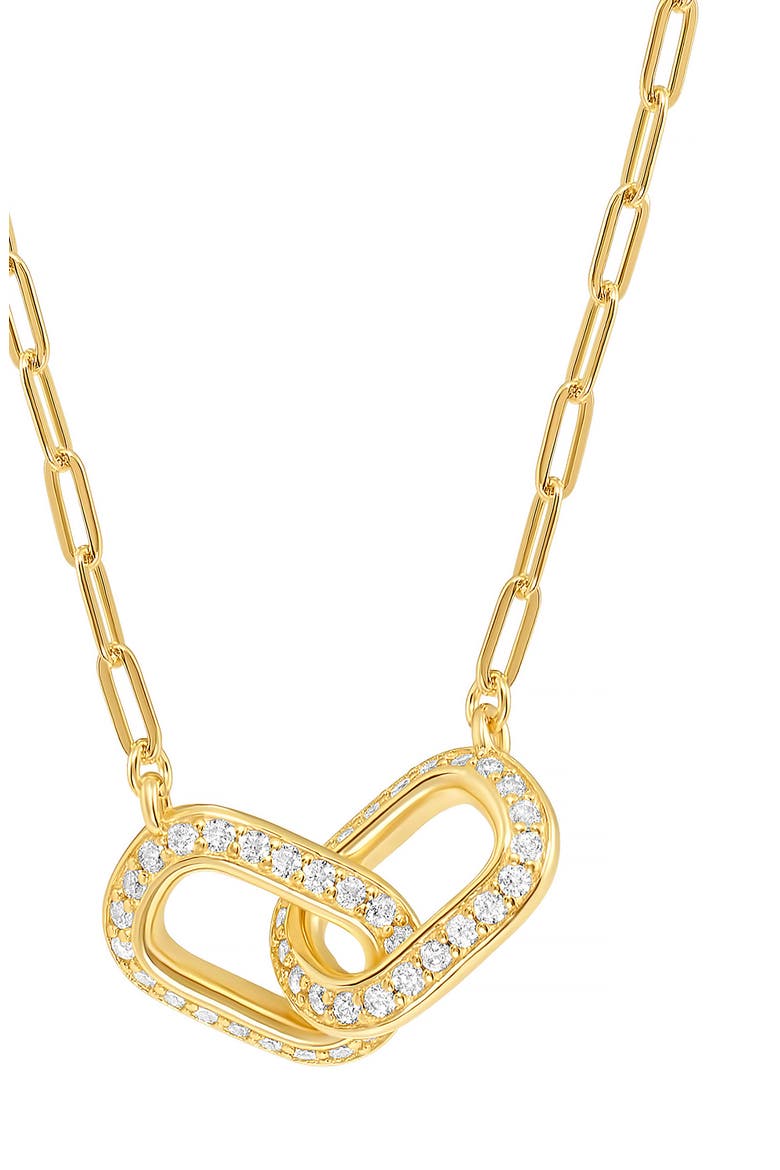 Pavé Duo Interlock Necklace, Alternate, color, GOLD