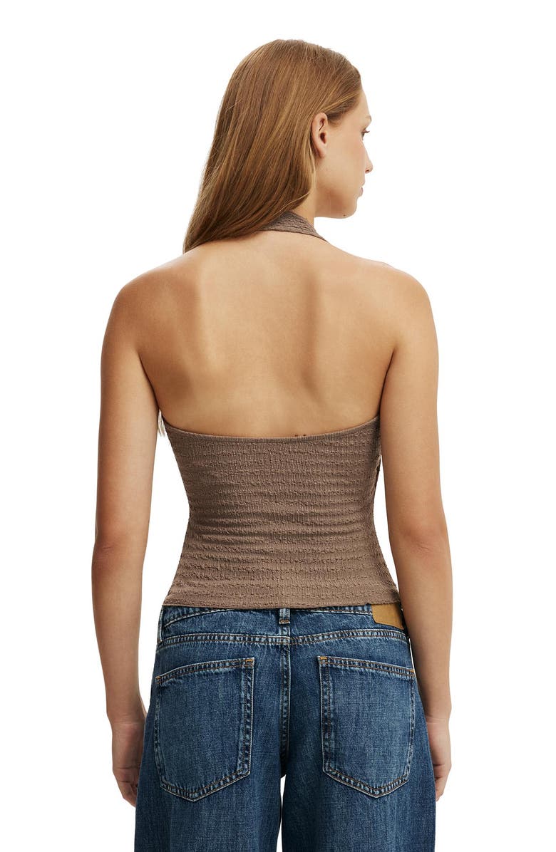 Cotton On Women's Marnie Textured Halter, Alternate, color, Washed Mocha