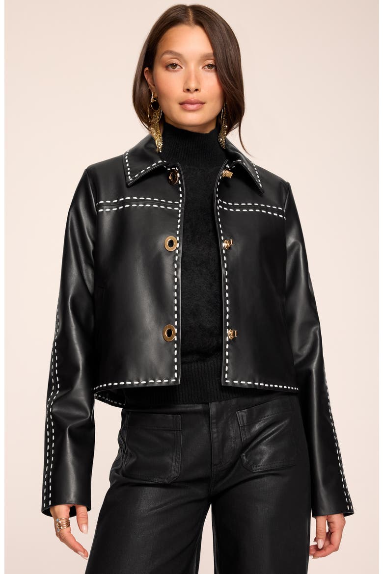 Mira Leather Jacket, Alternate, color, BLACK