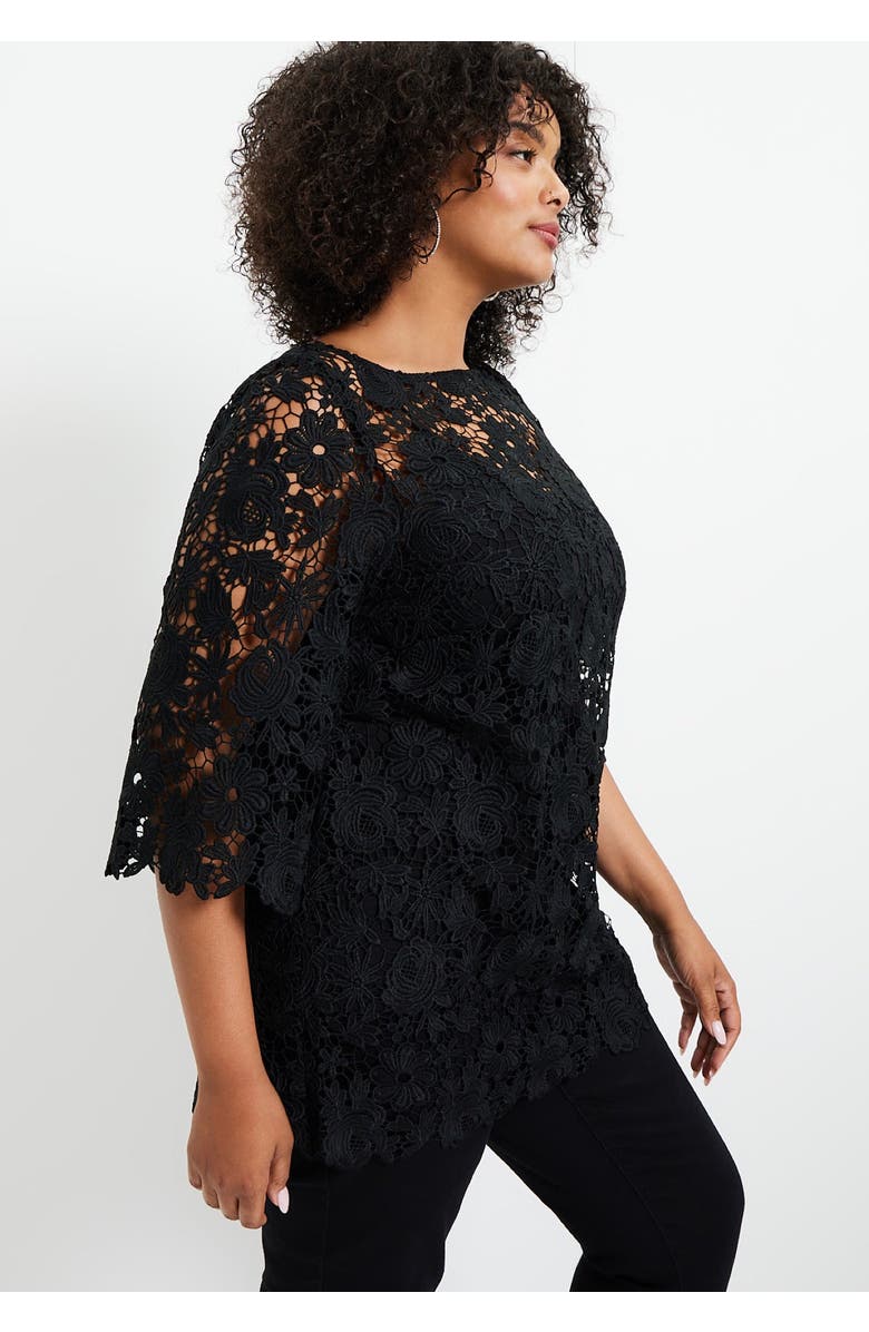 June + Vie Allover Lace Top, Alternate, color, Black