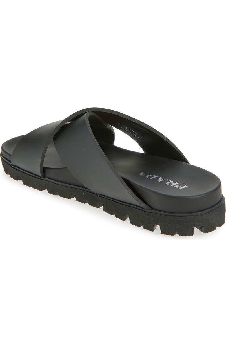 Prada Cross Strap Slide Sandal, Alternate, color, Nero