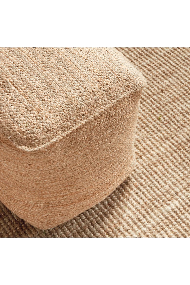 Natural Jute & Foam Cotton Square Pouf, Alternate, color, Brown