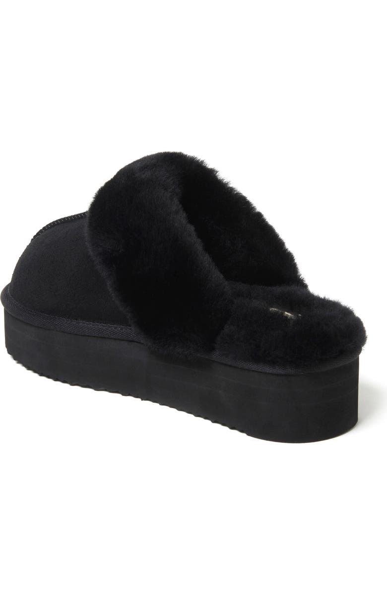 DEARFOAMS Fireside Melton Genuine Shearling Platform Scuff Slipper, Alternate, color, Black