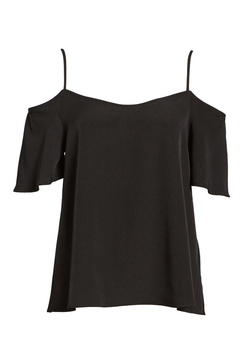 Cold Shoulder Top, Alternate, color, BLACK