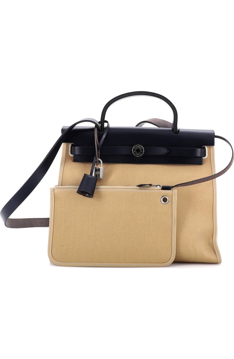 Pre-Owned Hermes Herbag Zip Leather and Toile 31, Alternate, color, Trench