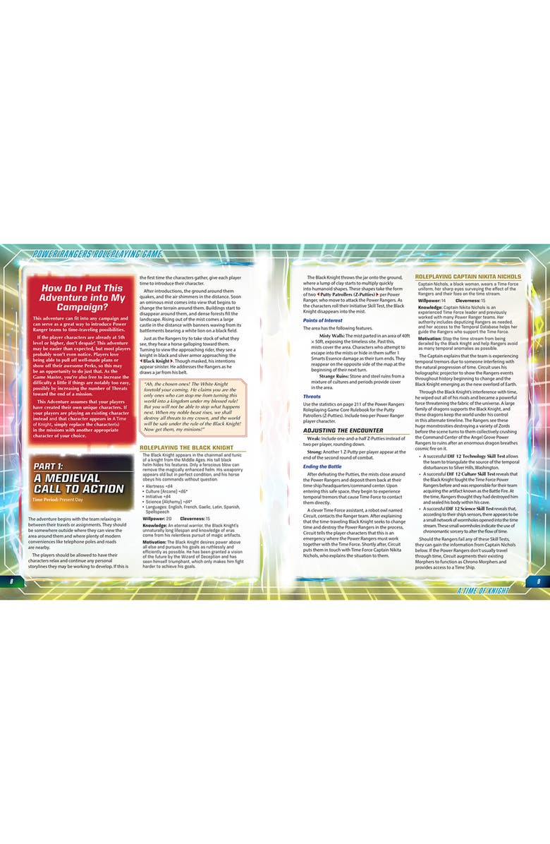 Renegade Game Studios Power Rangers RPG A Time of Knight Adventure Hardcover RPG Book, Level 5, Alternate, color, Multicolored