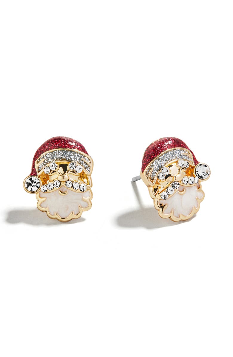 BaubleBar Assorted 2-Pack Spruced Up Santa Stud Earrings, Alternate, color, Gold Multi