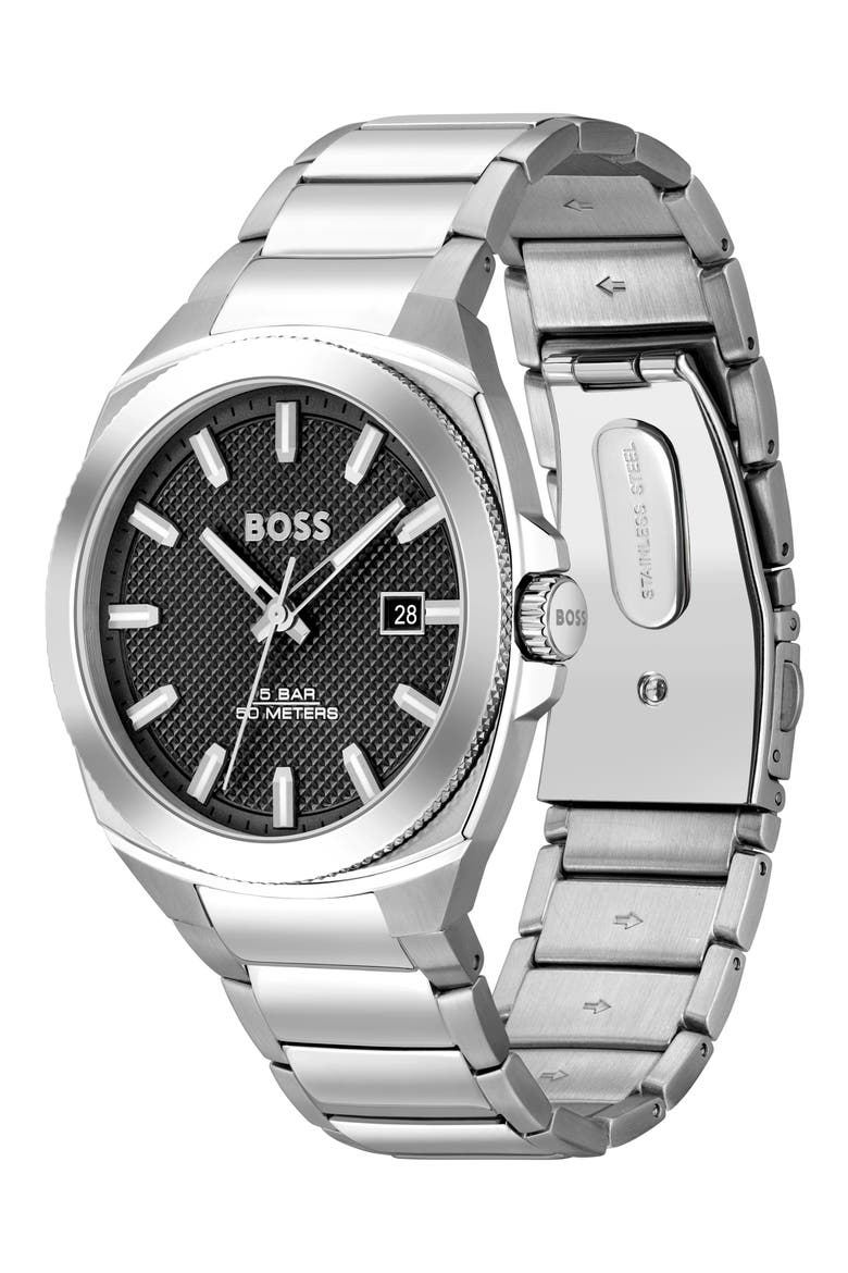 Walker Bracelet Watch, 41mm, Alternate, color, BLACK/ SILVER