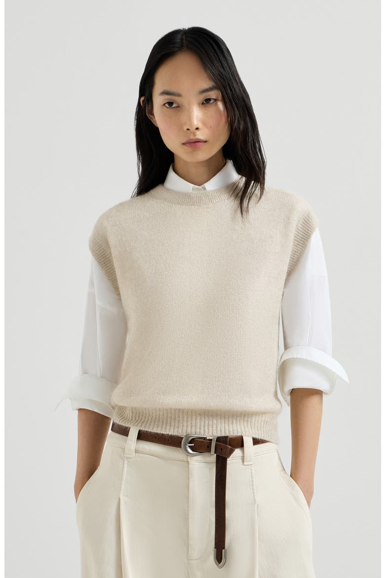 Sparkling mohair and wool T-shirt, Main, color, Ivory