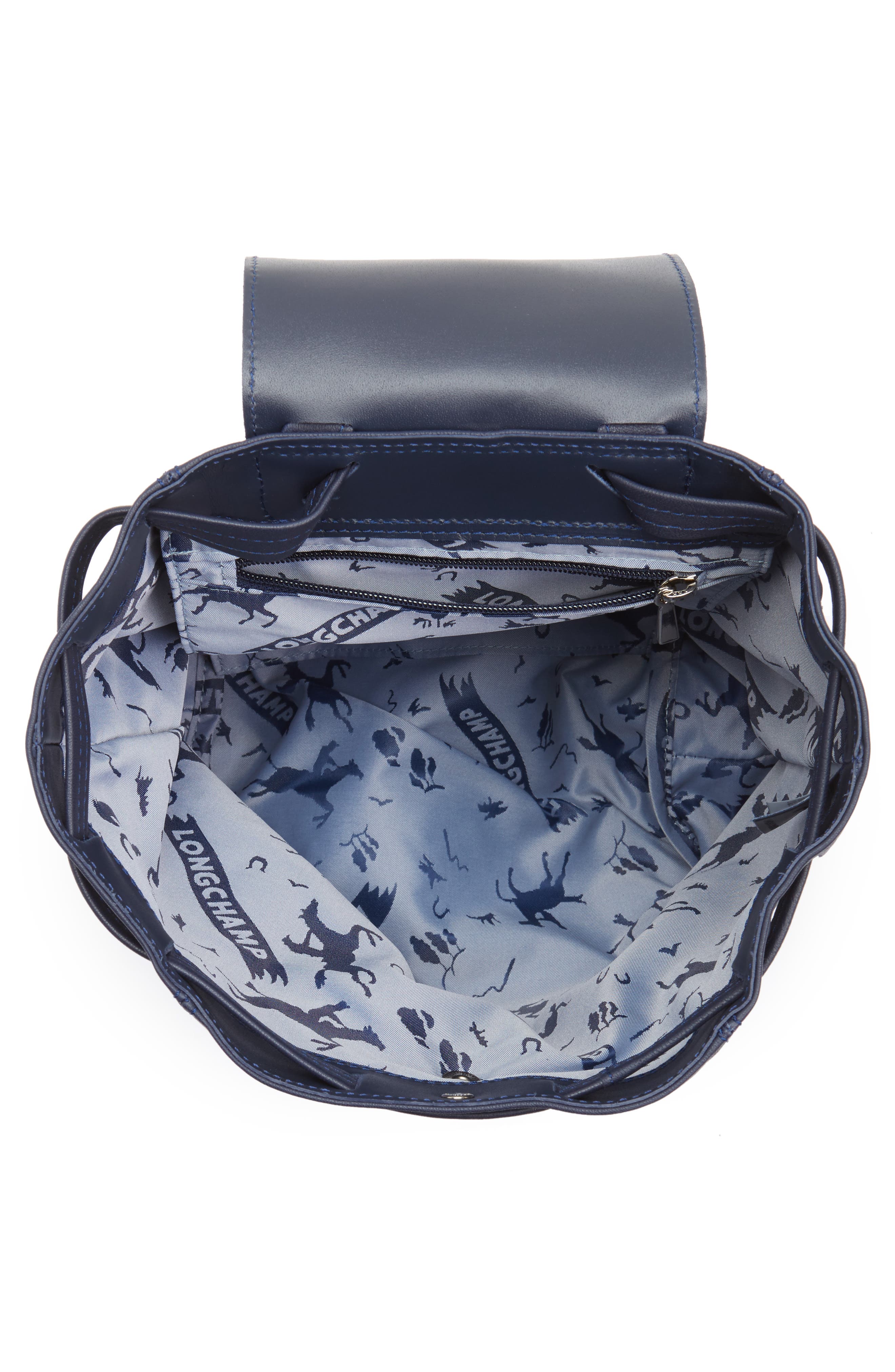 Longchamp Le Pliage Cuir Backpack, Alternate, color, Navy