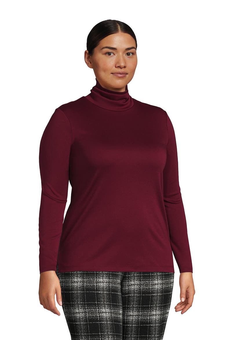 Supima Cotton Fitted Long Sleeve Turtleneck, Alternate, color, Rich Burgundy