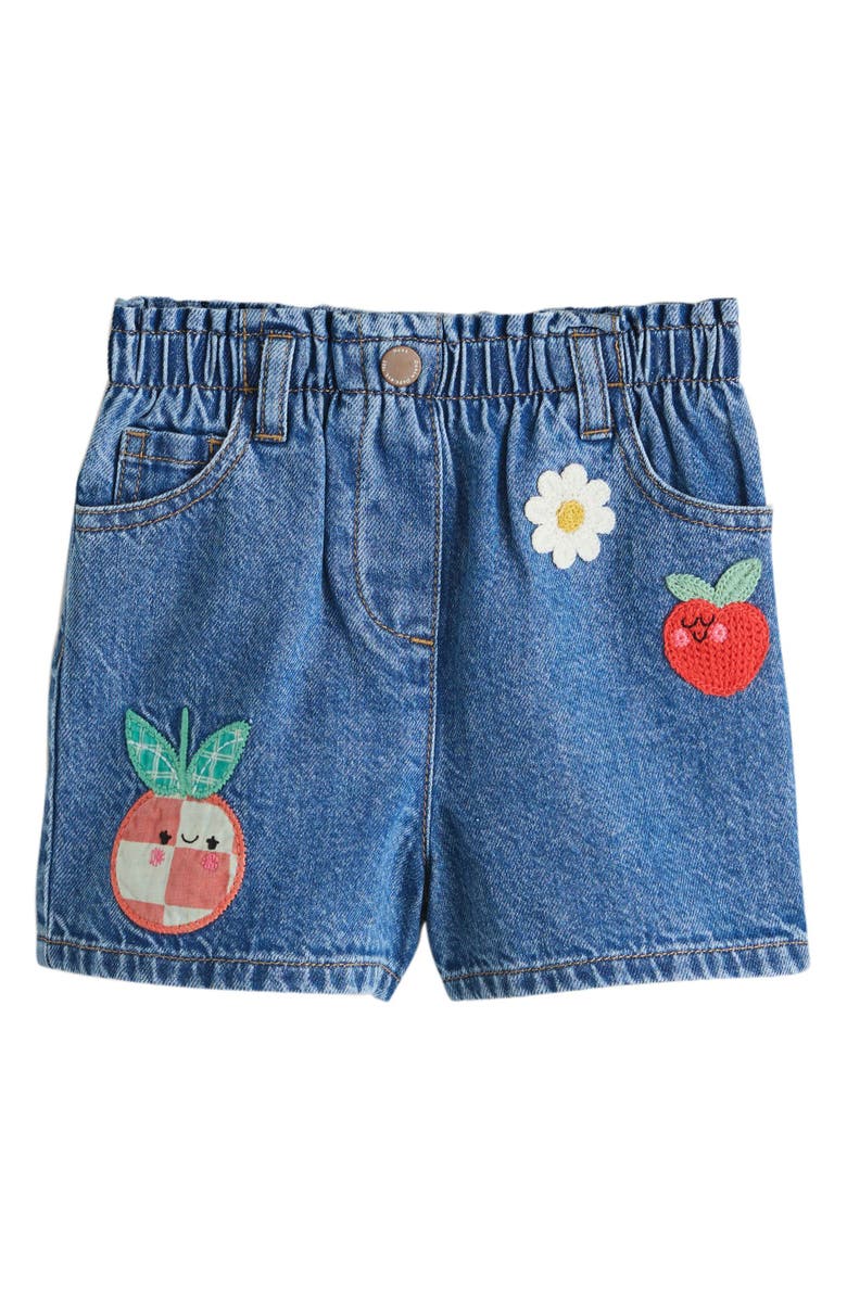 NEXT Kids' Embroidered Denim Shorts, Main, color, Blue