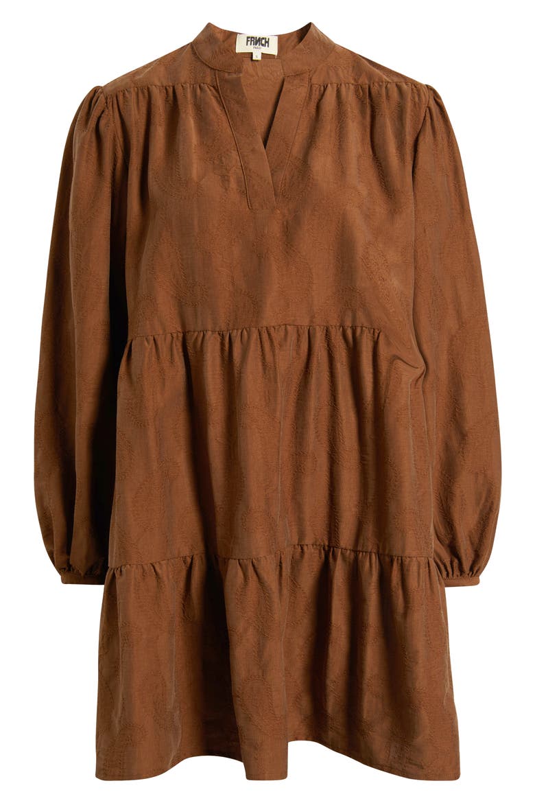 Sarrasin Long Sleeve Tiered Dress, Alternate, color, MARRON GLACE