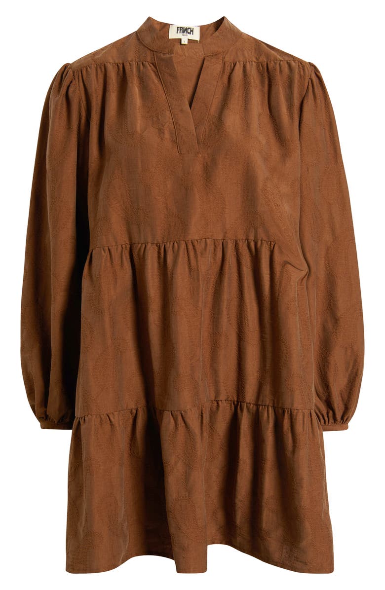 FRNCH Sarrasin Long Sleeve Tiered Dress, Alternate, color, Marron Glace