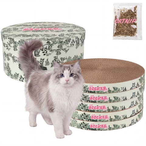 Kate Modern Patterned Cardboard Reversible Cat Scratcher Pad In Box with Catnip