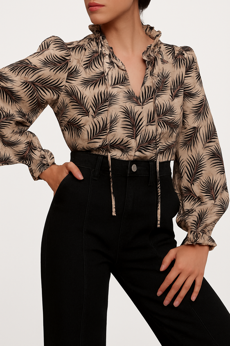 Geo Print Blouse, Main, color, Black