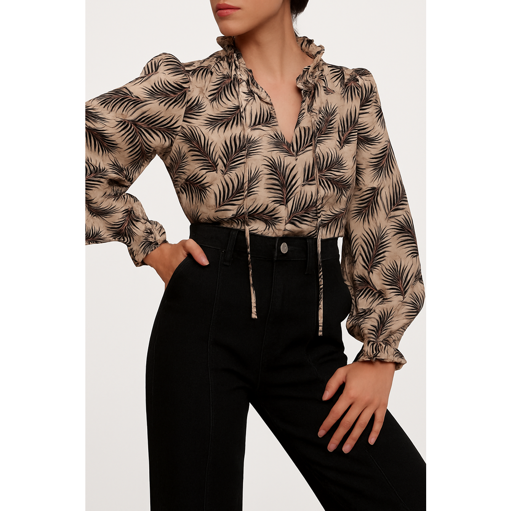 Mint Velvet Geo Print Blouse In Brown