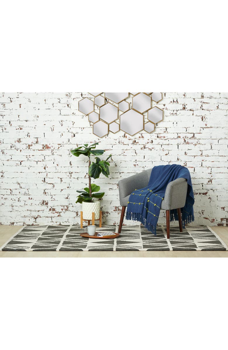 carol & frank 50" x 60" Tabb Indigo & Citron Handcrafted Textured Tufts Throw Blanket, Alternate, color, Blue