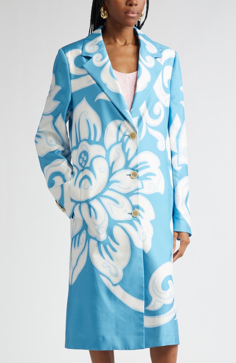 Etro Floral Print Silk Coat, Alternate, color,