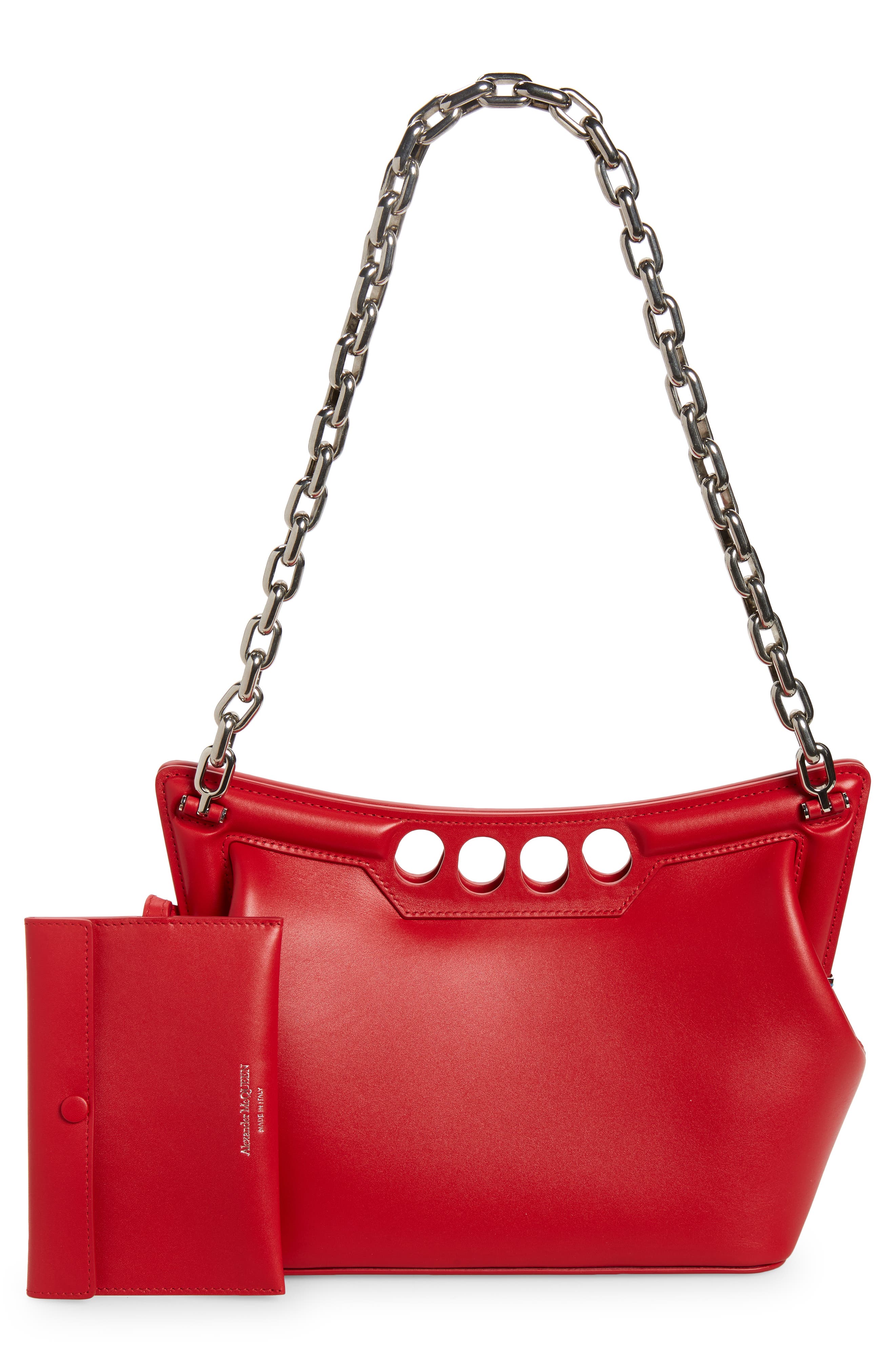 McQueen The Small Peak Leather Shoulder Bag, Alternate, color, 