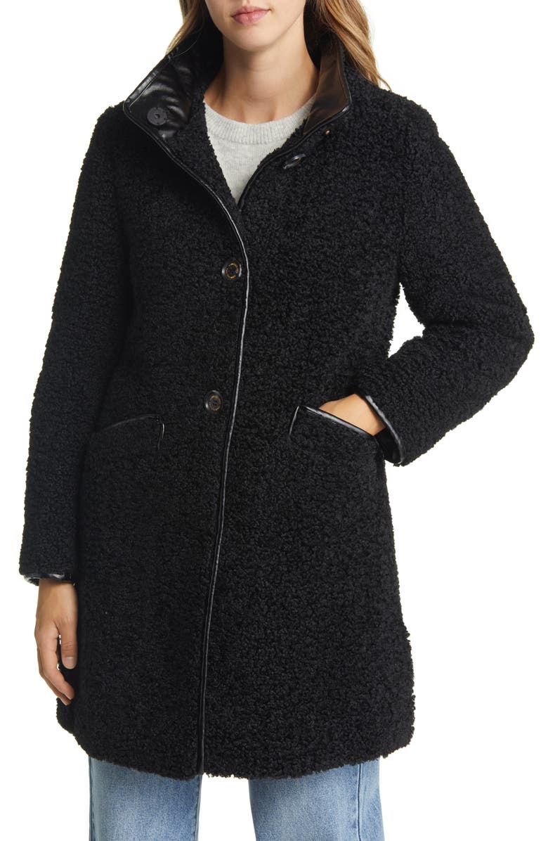 Sam Edelman Stand Collar Faux Shearling Coat, Alternate, color, 