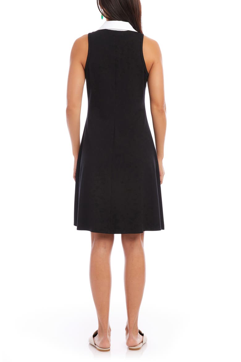 Contrast Placket Sleeveless A-Line Dress, Alternate, color, BLACK W/ WHITE