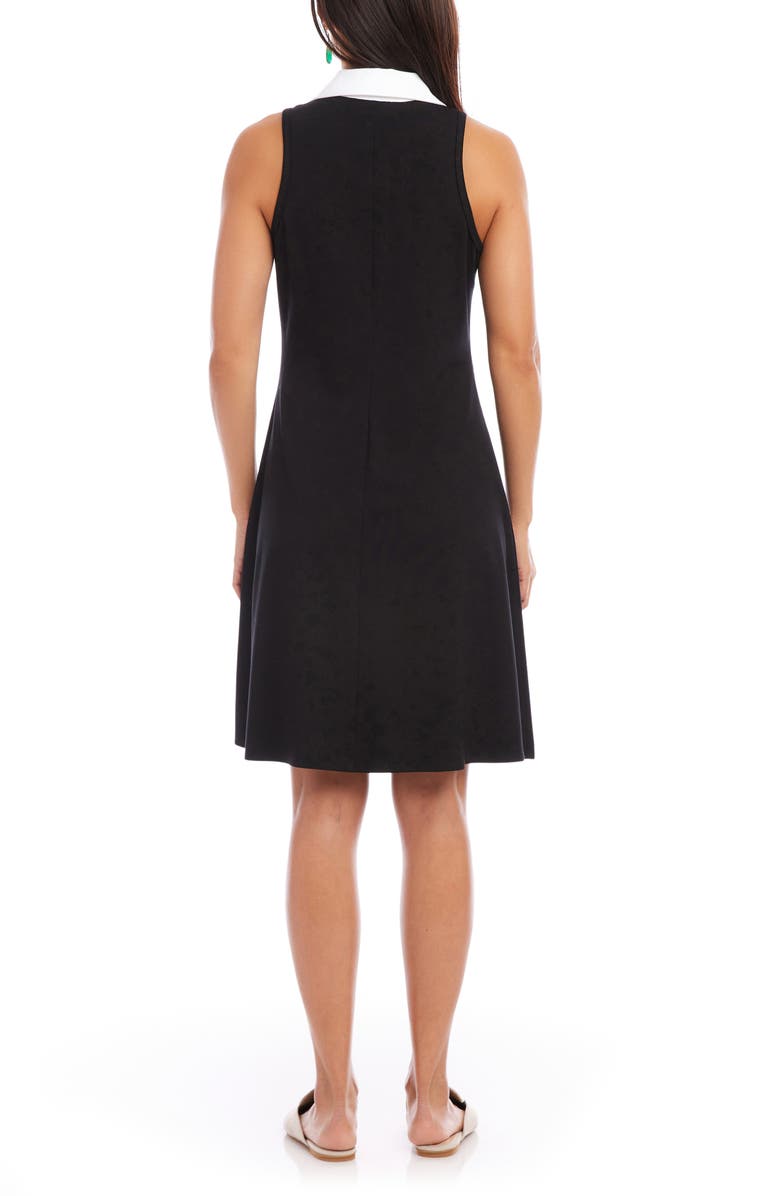Karen Kane Contrast Placket Sleeveless A-Line Dress, Alternate, color, Black W/ White