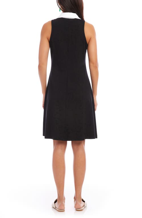 Karen Kane Contrast Placket Dress In Black With White In Black W/white