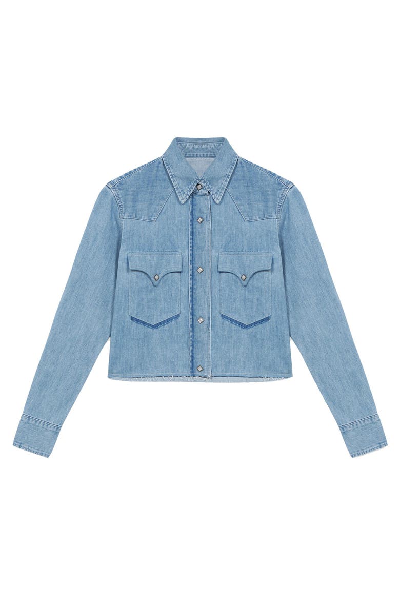 Fortela Caracas Bleach Wash Denim Shirt, Main, color, Pale Blue